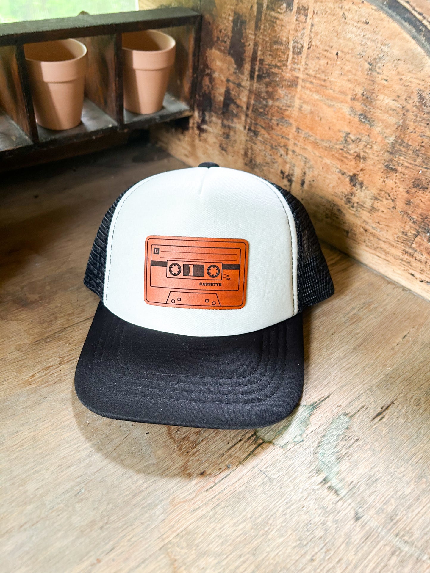 Custom  Logo Leather Patch Hat - on Foam Trucker Hat