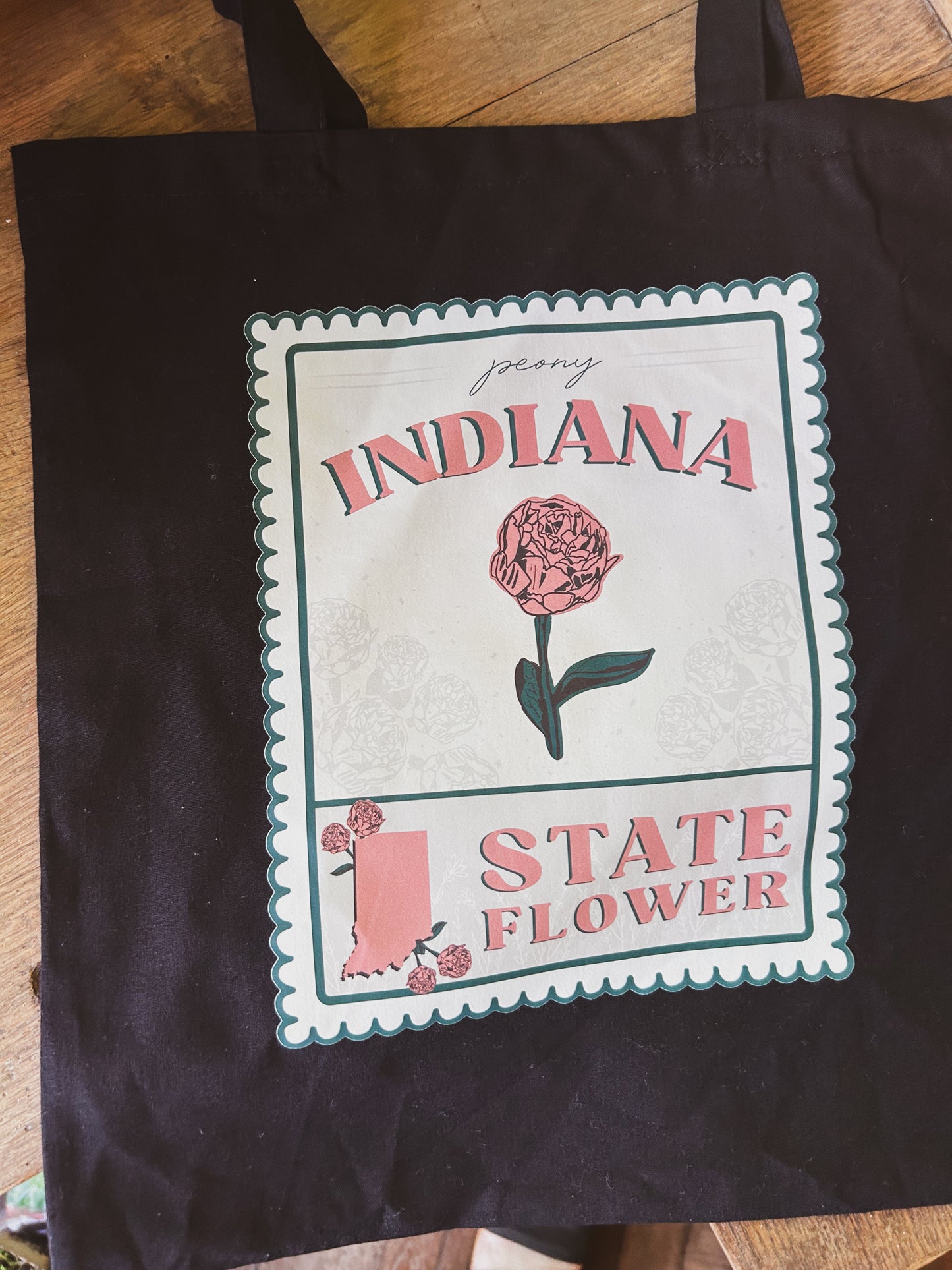 Indiana Peony State Flower Stamp - Tote