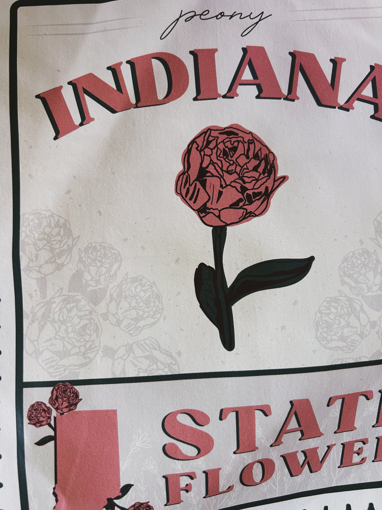 Indiana Peony State Flower Stamp - Tote