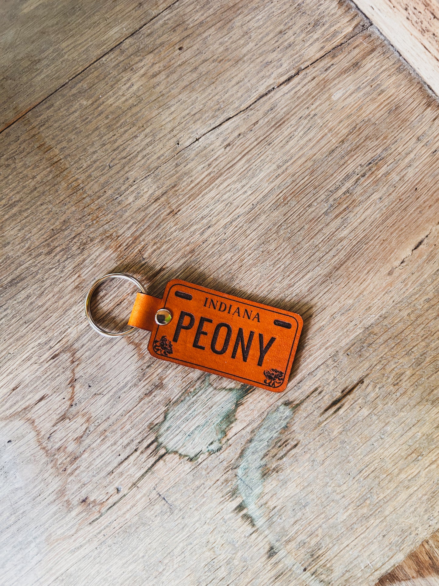Indiana Peony License Plate Keychain