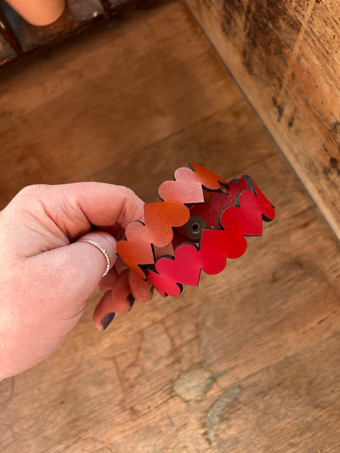 String of Hearts Leather Bracelet