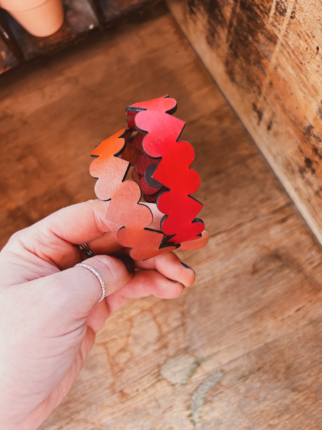 String of Hearts Leather Bracelet