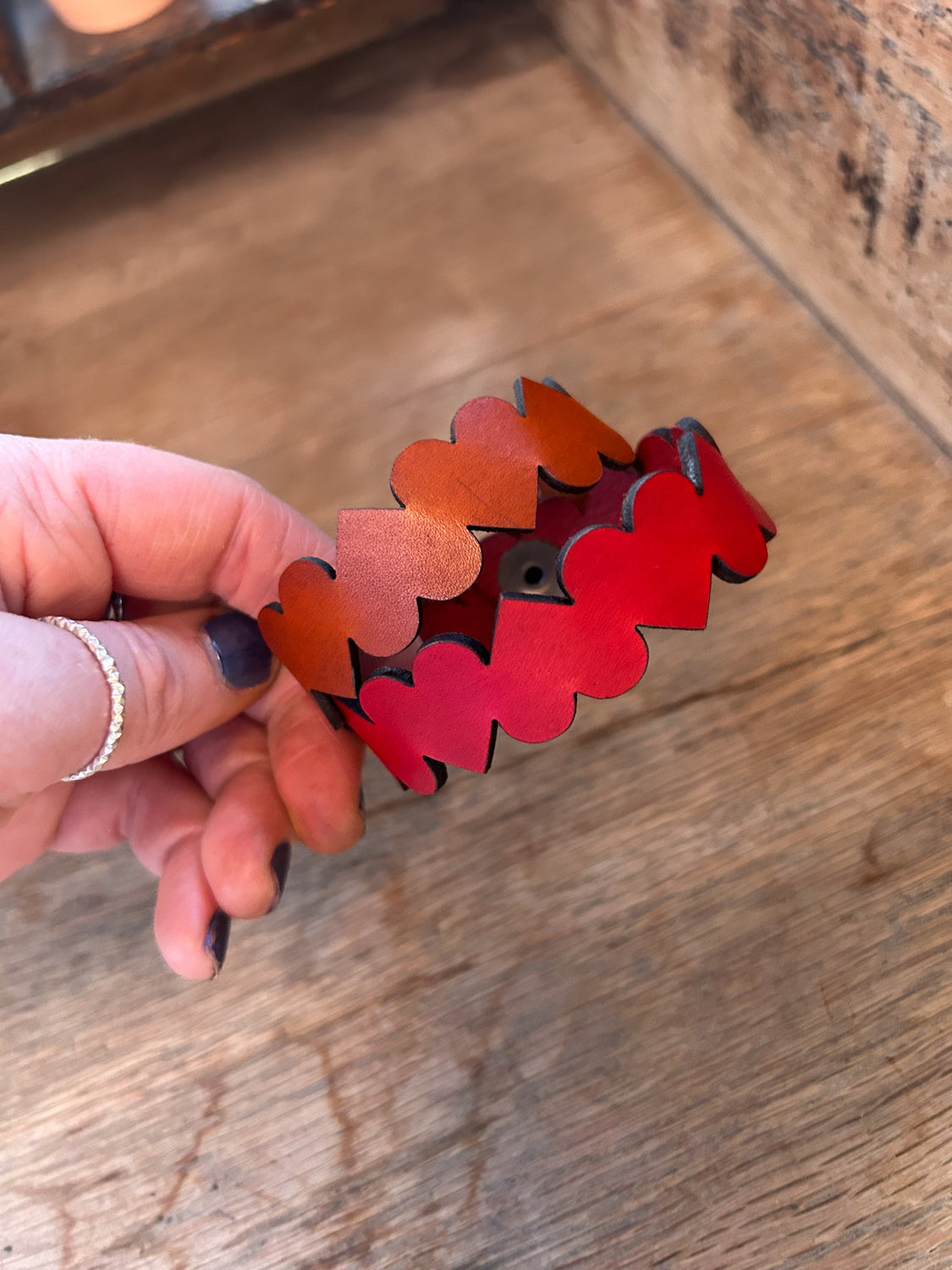 String of Hearts Leather Bracelet