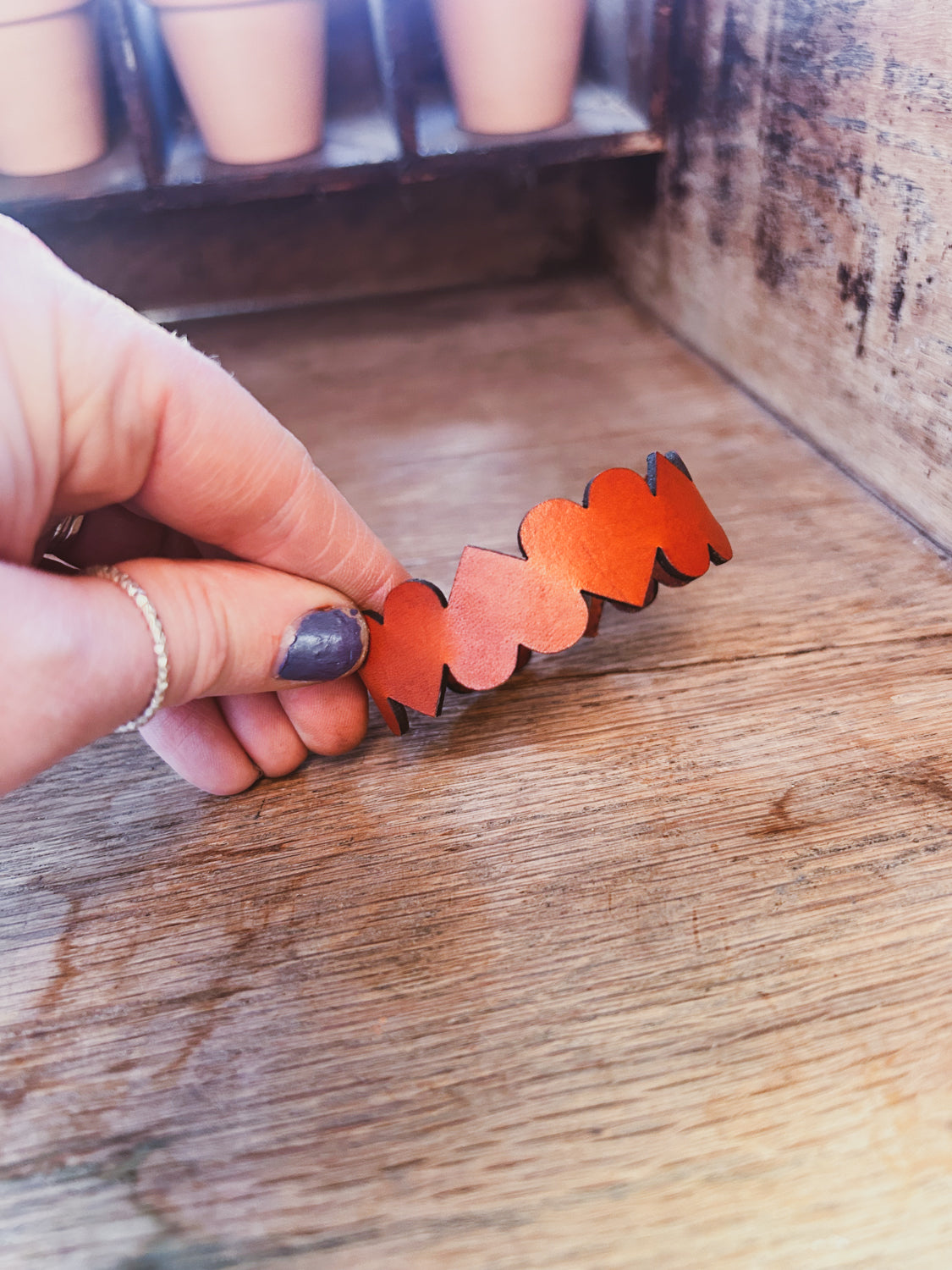 String of Hearts Leather Bracelet