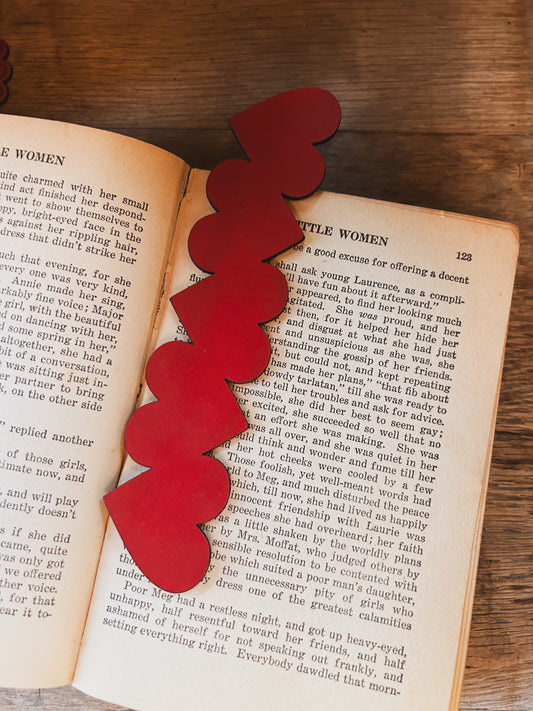 String of Hearts Leather Bookmark