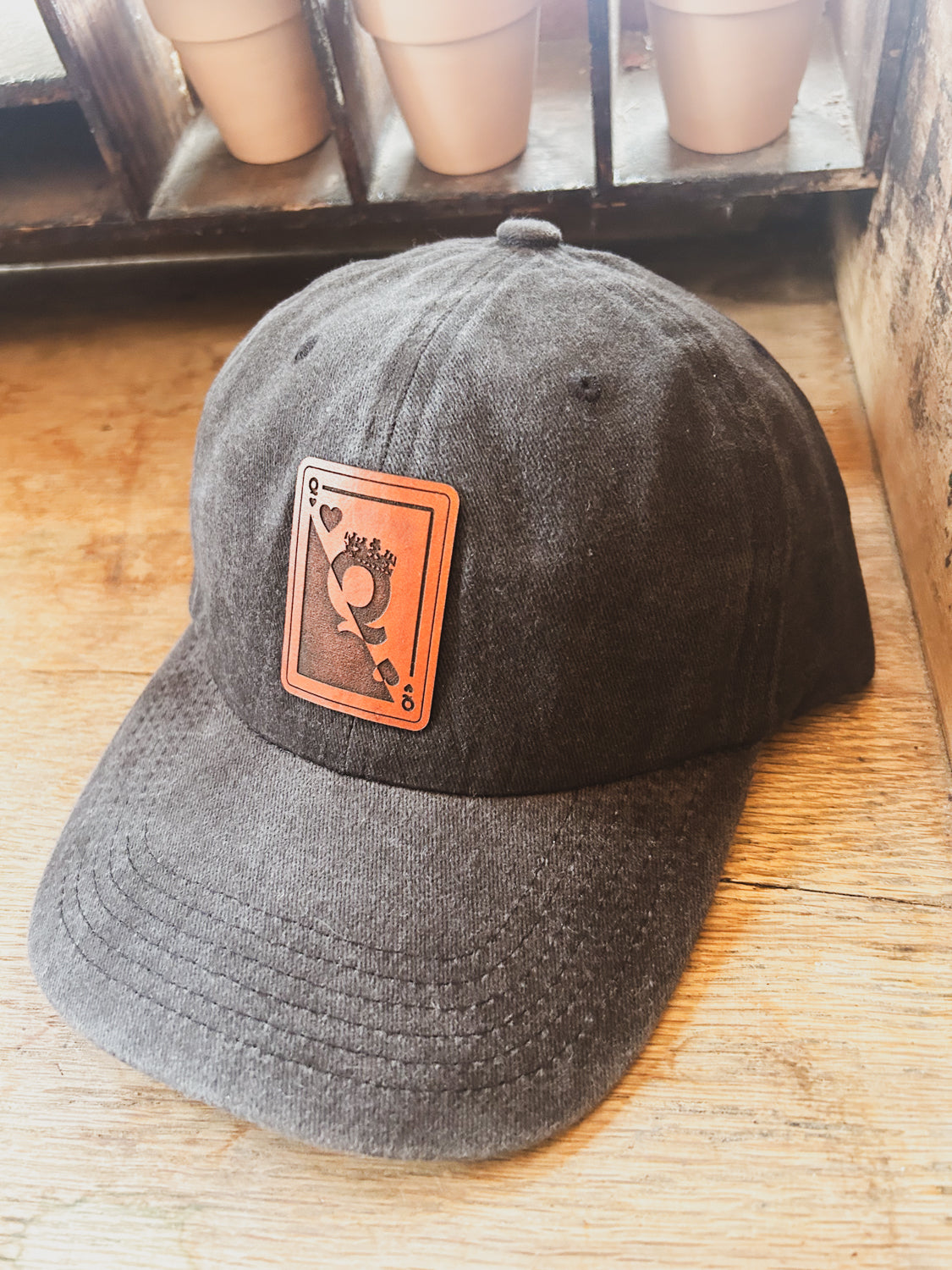 Queen of Hearts Leather Patch Hat