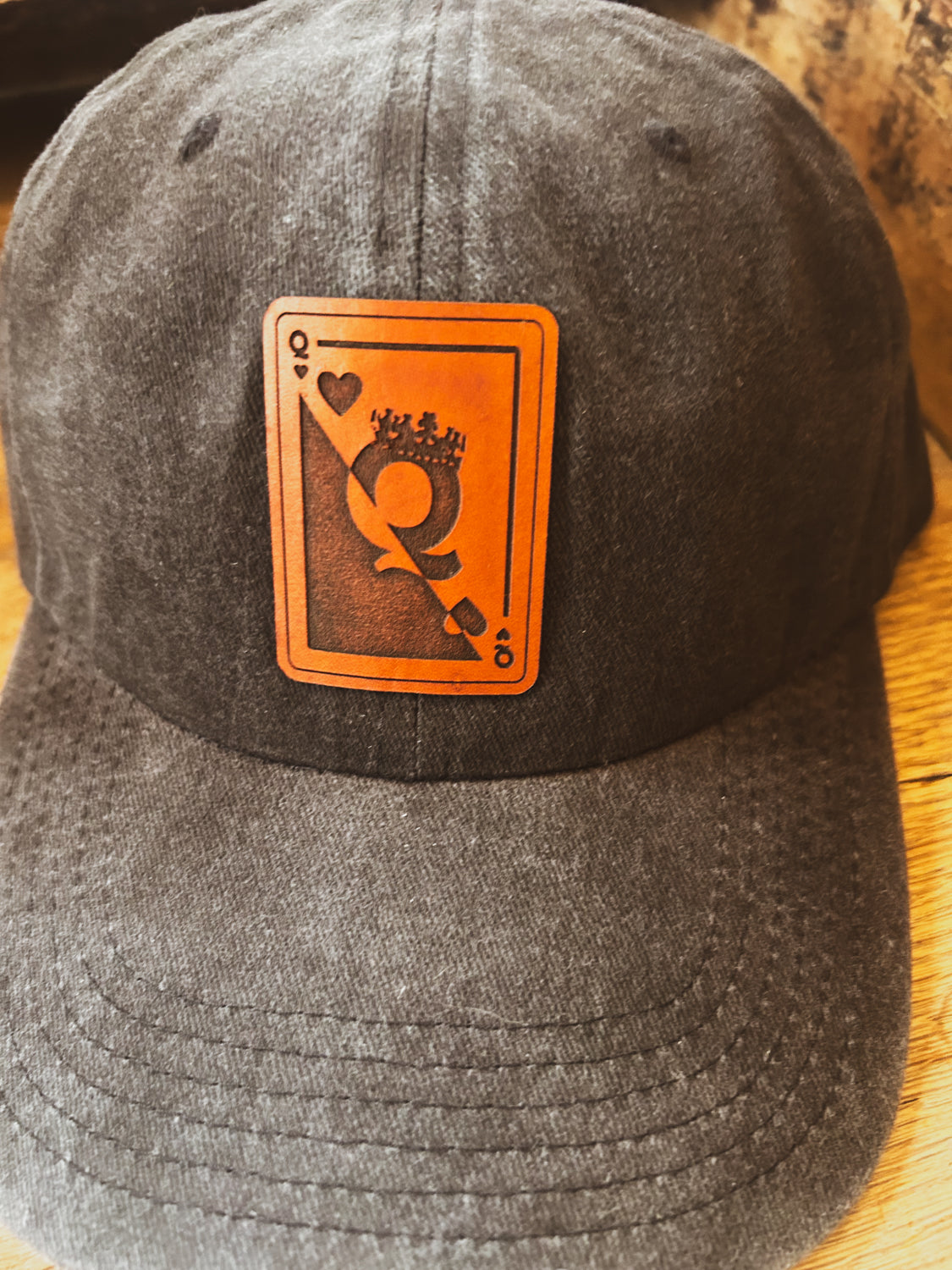 Queen of Hearts Leather Patch Hat