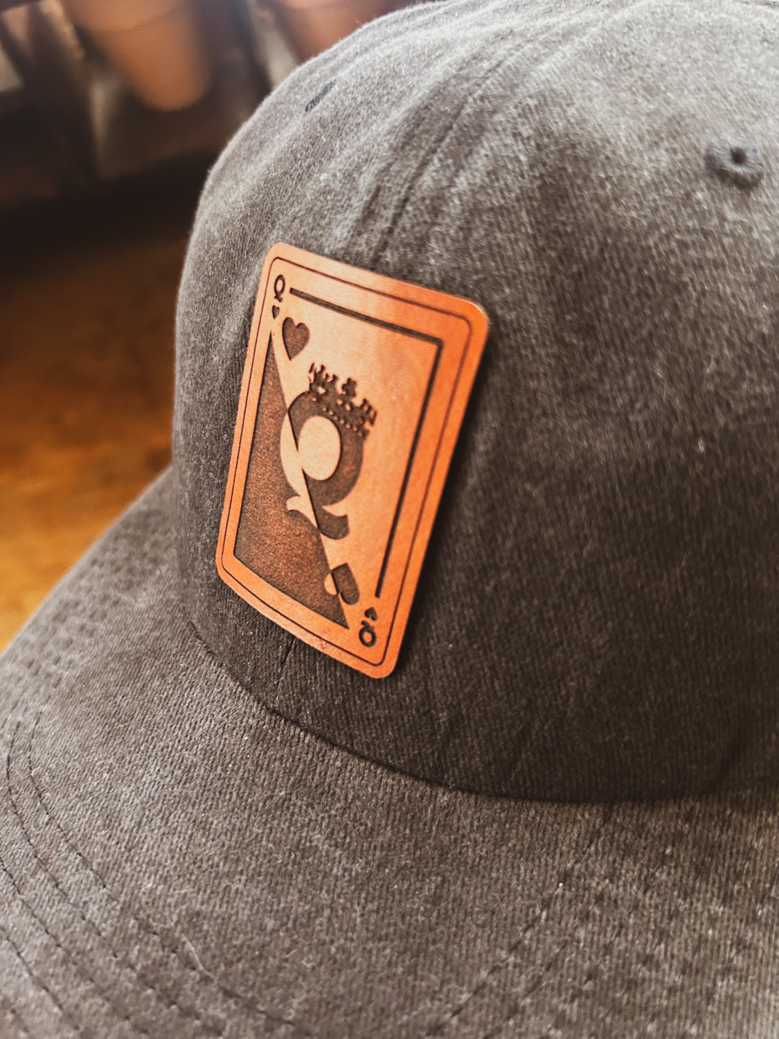 Queen of Hearts Leather Patch Hat