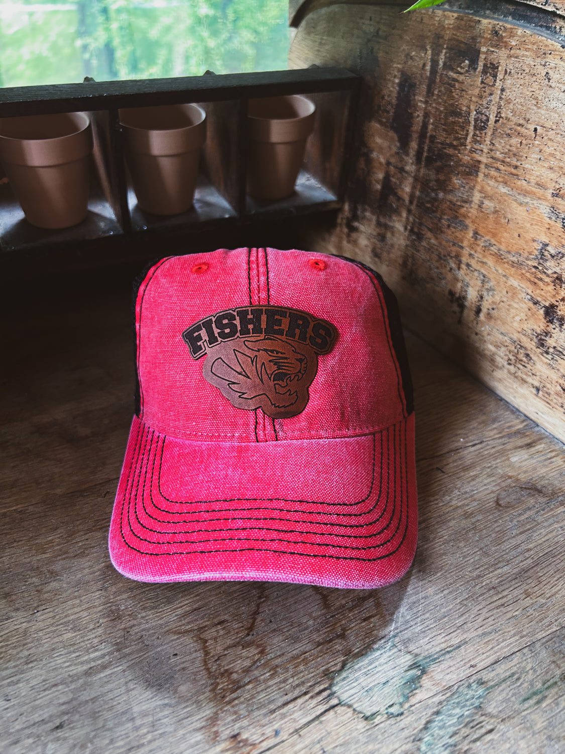 Fishers Tigers - Distressed Trucker Hat with Brown Patch