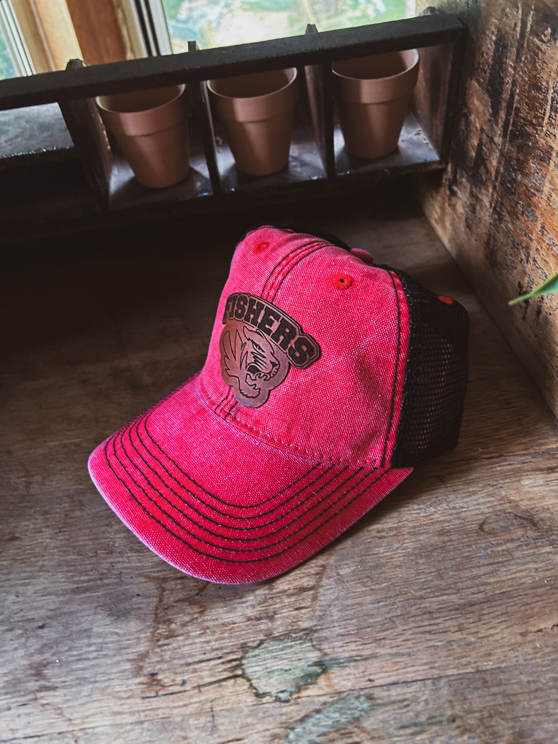 Fishers Tigers - Distressed Trucker Hat with Brown Patch