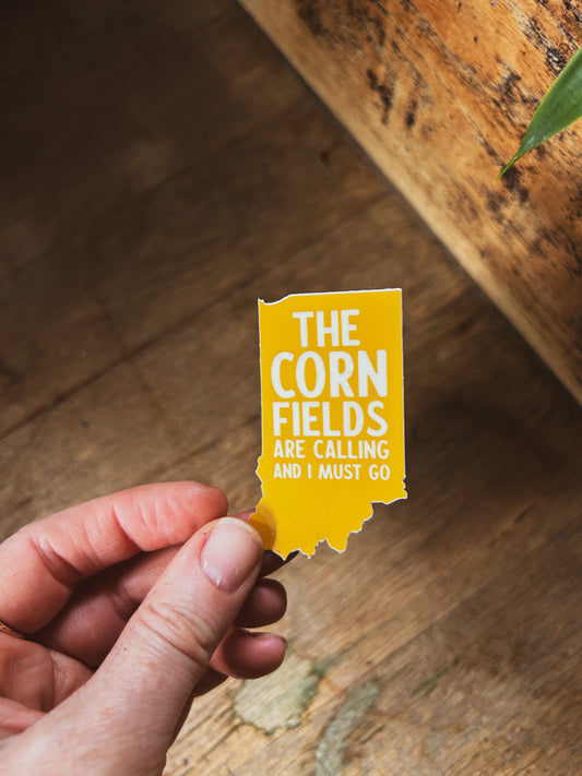 Indiana The Cornfields Are Calling Sticker