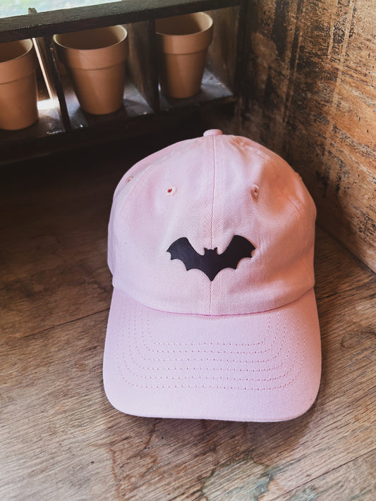 Bat Hat - Leather Patch on Pink Hat - Kids Size