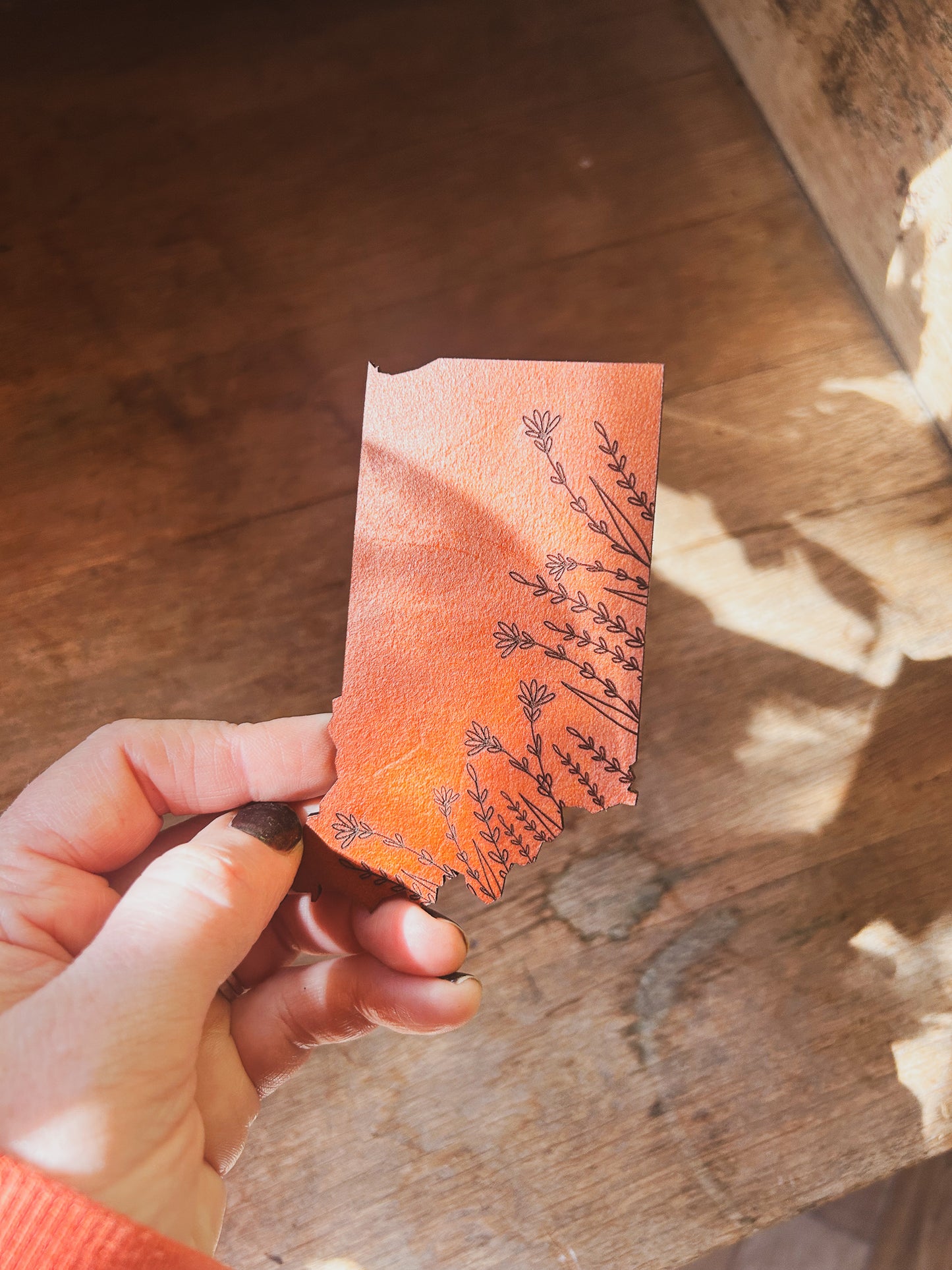 Indiana Wildflower Leather Bookmark