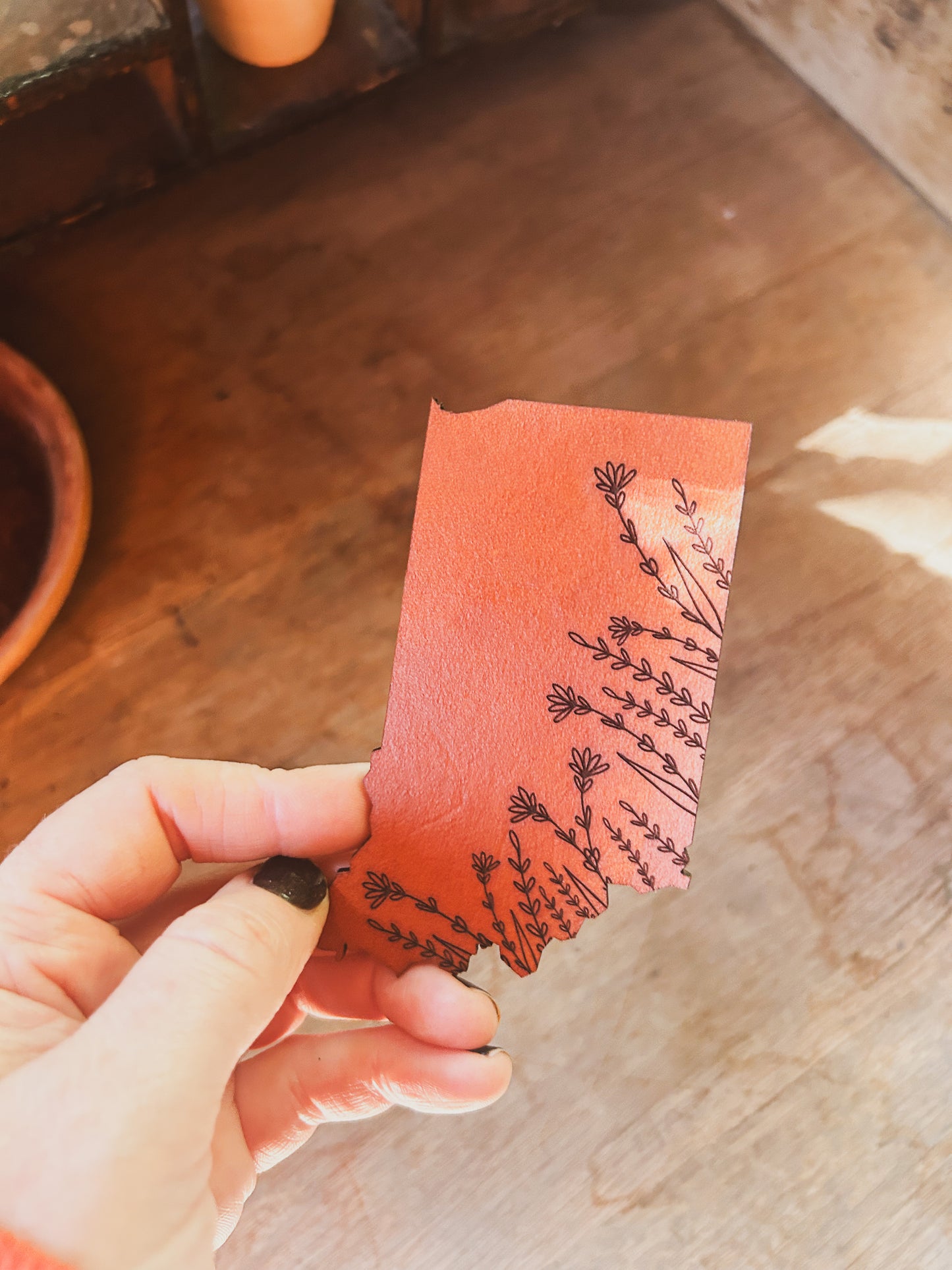 Indiana Wildflower Leather Bookmark