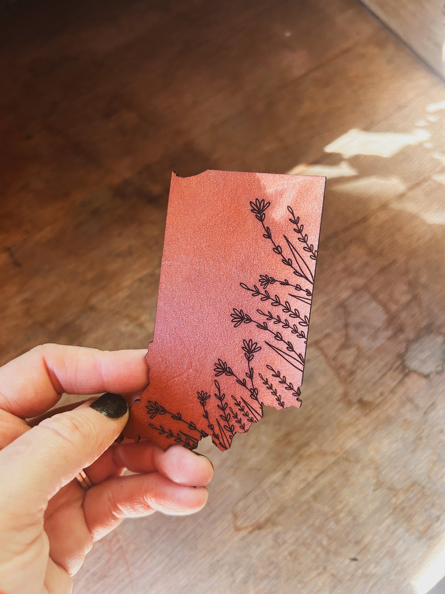 Indiana Wildflower Leather Bookmark