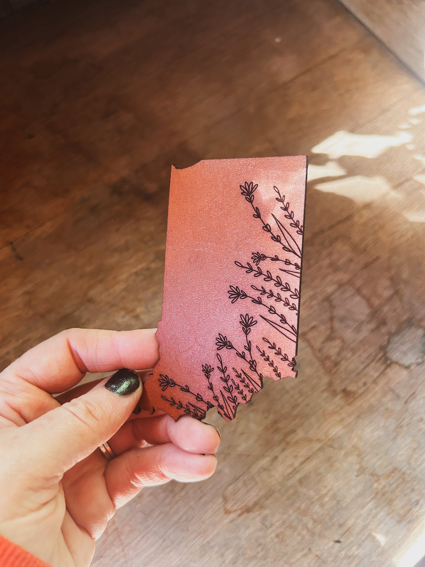 Indiana Wildflower Leather Bookmark