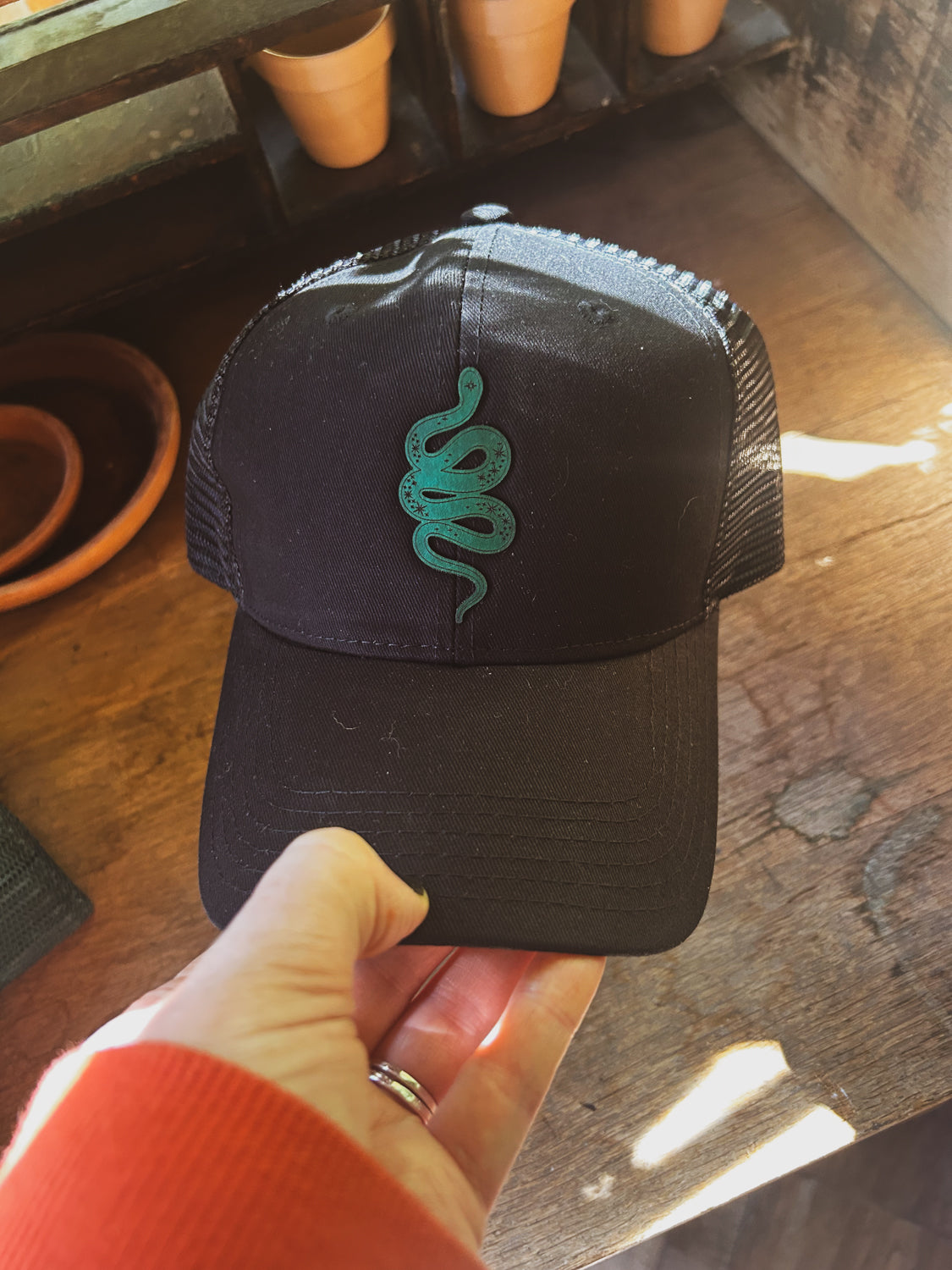 Snake Leather Patch Hat