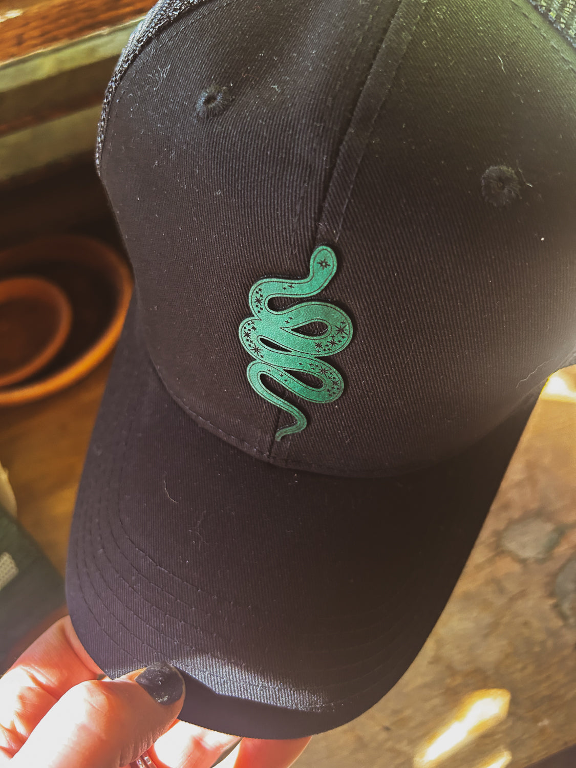 Snake Leather Patch Hat