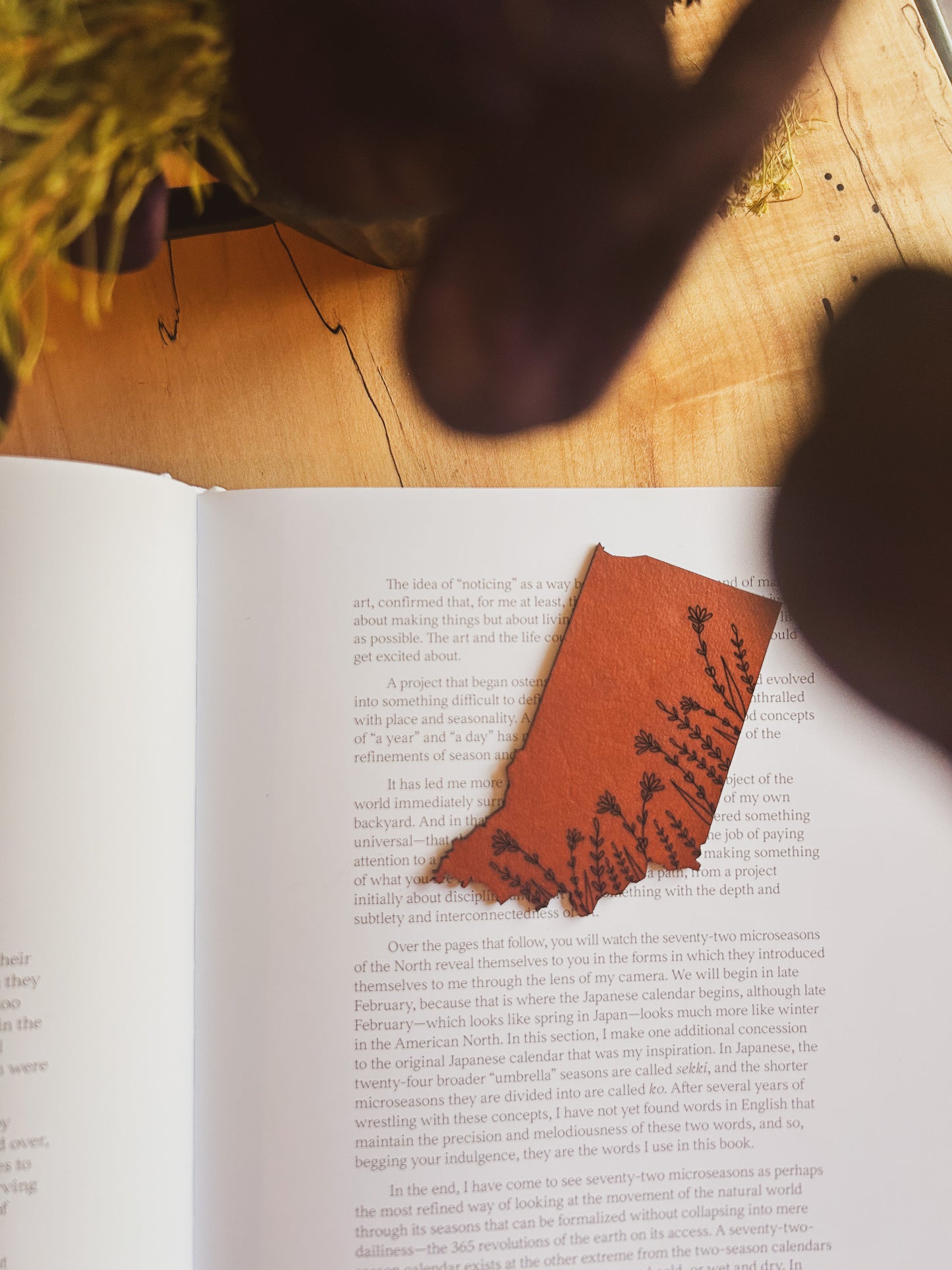 Indiana Wildflower Leather Bookmark