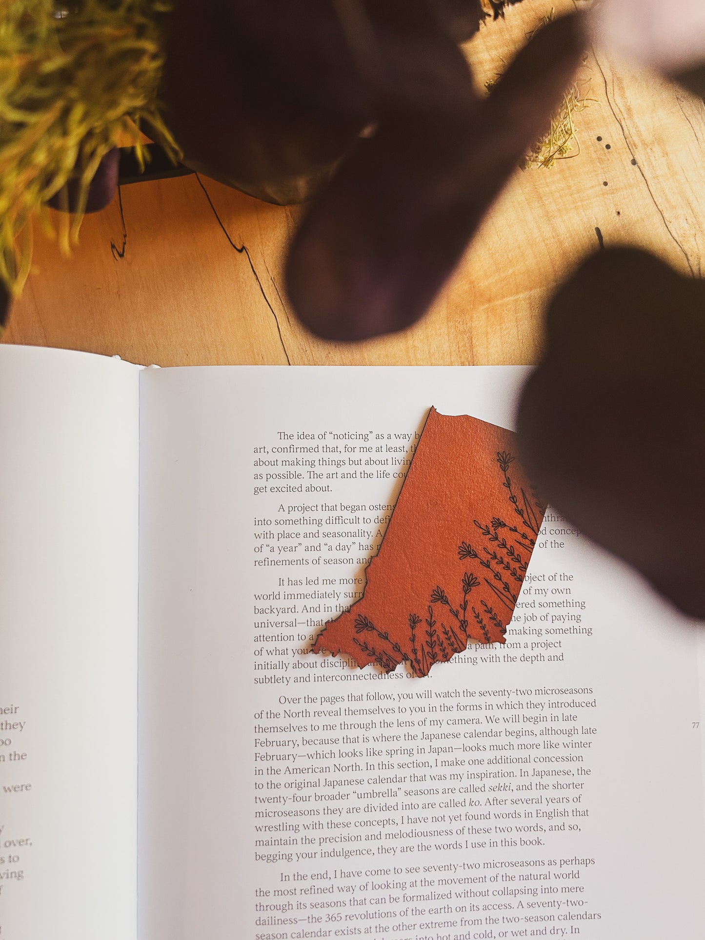 Indiana Wildflower Leather Bookmark