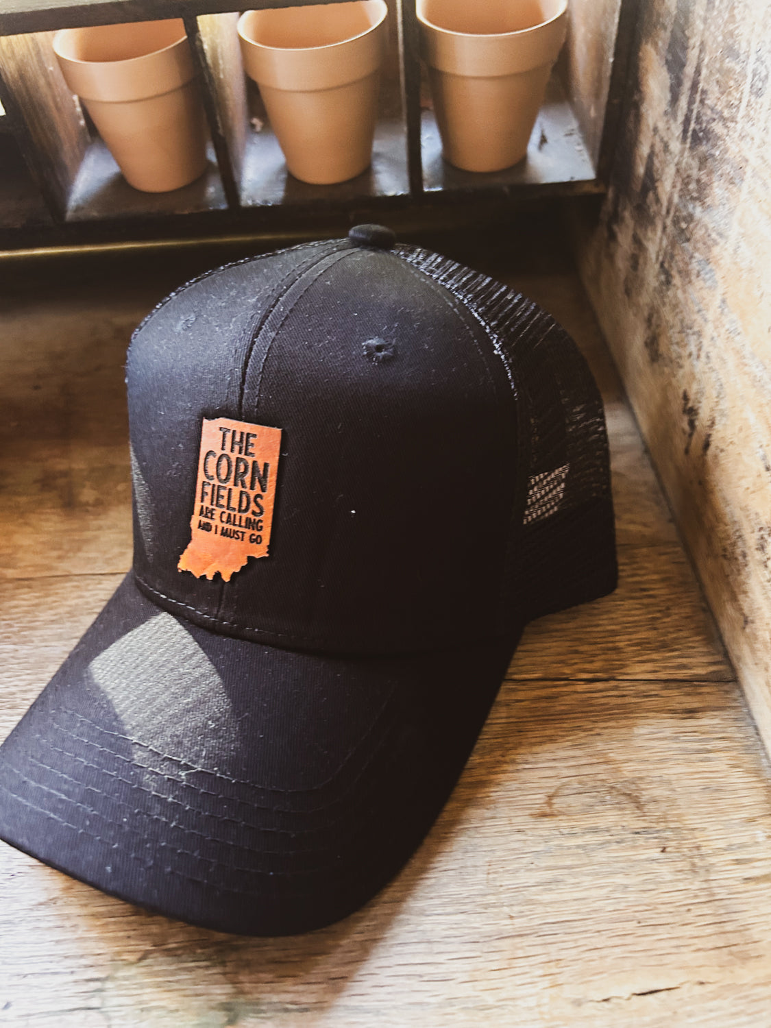 Indiana - The Cornfields Are Calling - Leather Patch Hat