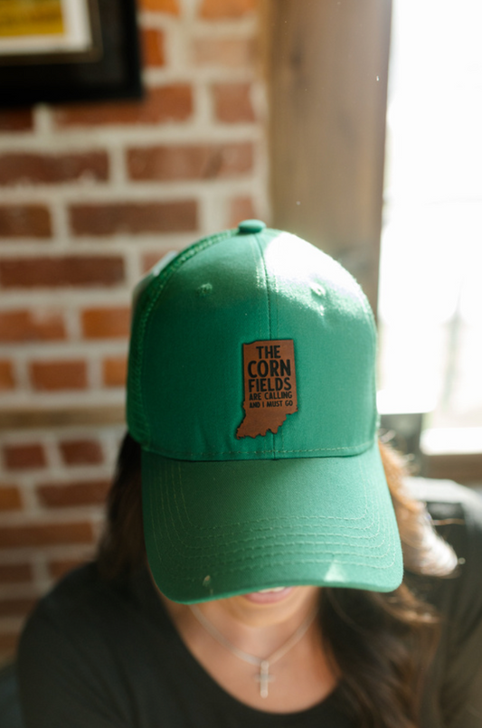 Indiana - The Cornfields Are Calling - Leather Patch Hat